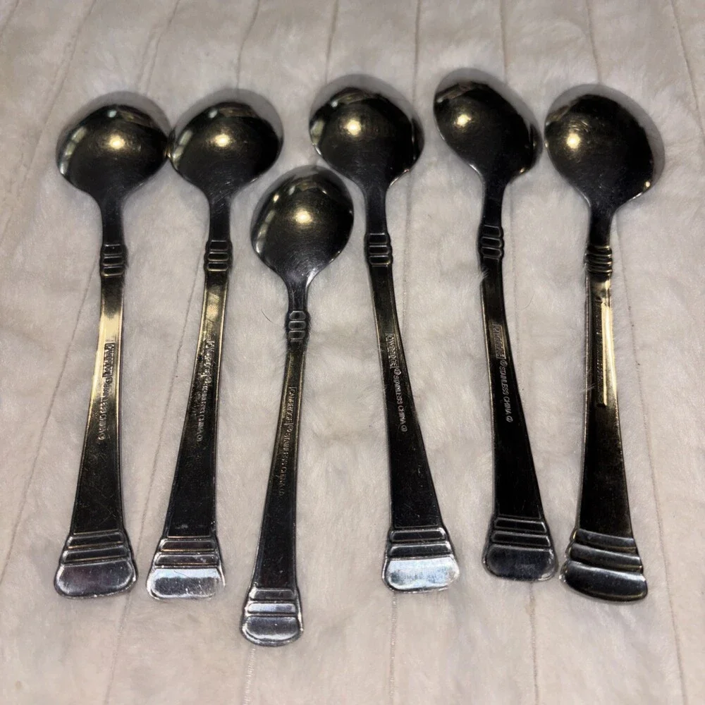 Lot of 6 Cambridge Stainless CODIE Glossy Spoons - 5 Place Soup & 1 Teaspoon